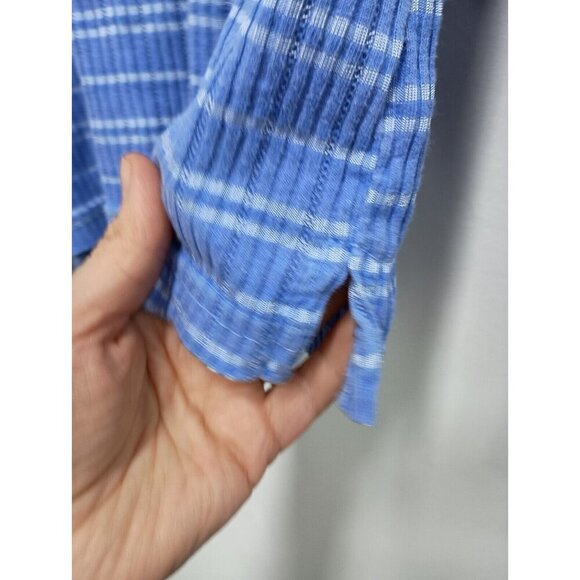 Fresh Produce Womens Cardigan Size Medium Blue Ribbed Lagenlook Button Front - Picture 9 of 9